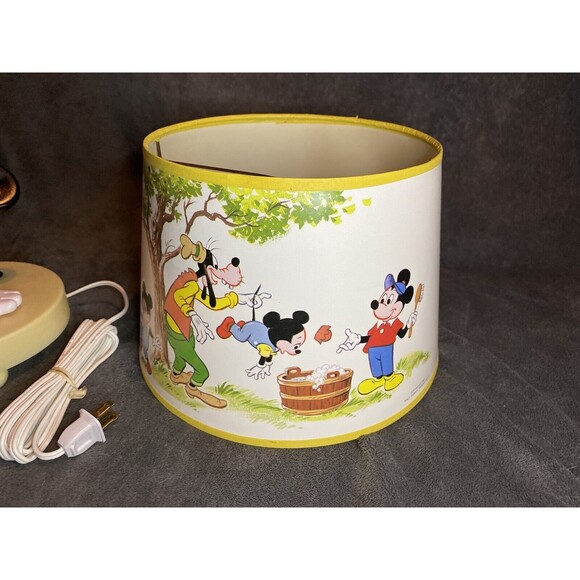 Vintage 80s DISNEY Mickey Mouse Nursery Lamp Original Shade 1981 Open Box - Picture 5 of 12